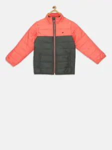 t-base Boys Olive Green Colourblocked Lightweight Jacket