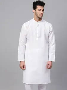 SOJANYA Men White Solid Straight Kurta