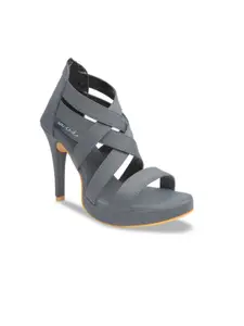 VALIOSAA Women Grey Solid Heels