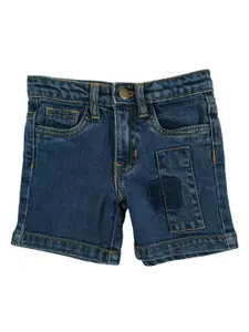 KiddoPanti Boys Blue Solid Regular Fit Denim Shorts
