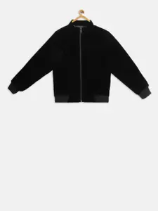t-base Boys Black Solid Lightweight Bomber Jacket