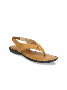 VALIOSAA Women Tan Textured Open Toe Flats