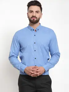 JAINISH Men Blue Classic Slim Fit Solid Formal Shirt