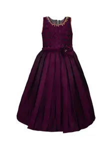 Wish Karo Girls Burgundy Embellished Maxi Dress