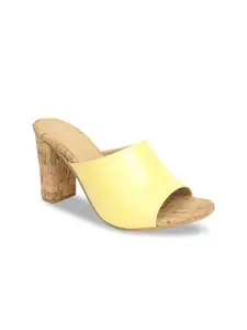 VALIOSAA Women Yellow Solid Heels