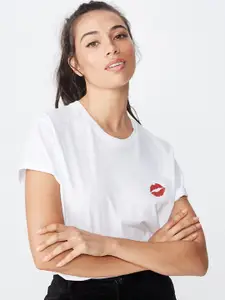 COTTON ON Women White Solid Round Neck T-shirt