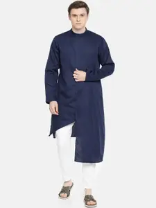 Freehand by The Indian Garage Co Men Blue Solid Straight Kurta