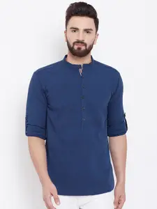 even Men Blue Solid Straight Kurta
