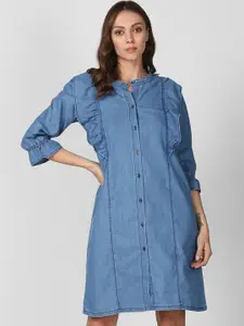 StyleStone Women Blue Denim Shirt Dress