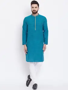 even Men Blue Solid Straight Kurta