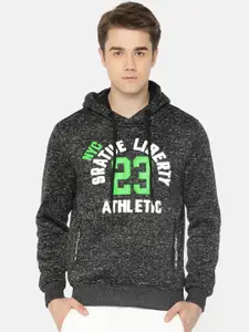 The Indian Garage Co Men Black Printed Hooded Sweatshirt