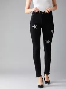 DOLCE CRUDO Women Black Slim Fit High-Rise Clean Look Stretchable Jeans