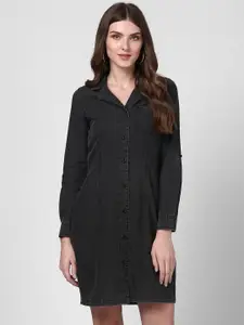 StyleStone Women Black Denim Shirt Dress