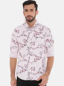 The Indian Garage Co Men White Slim Fit Printed Casual Shirt