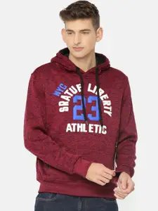 The Indian Garage Co Men Red Printed Hooded Sweatshirt
