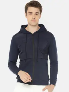 The Indian Garage Co Men Navy Blue Solid Hooded Sweatshirt