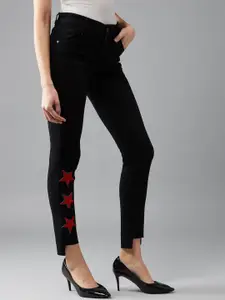 DOLCE CRUDO Women Black Slim Fit High-Rise Clean Look Stretchable Jeans