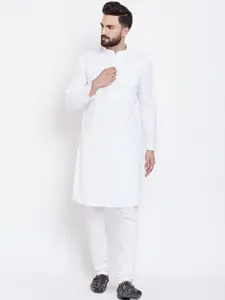 even Men White Solid Straight Kurta