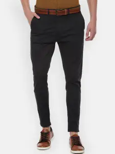 People Men Black Regular Fit Solid Formal Trousers