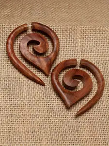 PANASH Brown Floral Handcrafted Hoop Earrings