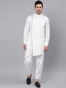 Freehand by The Indian Garage Co Men White Solid Straight Kurta