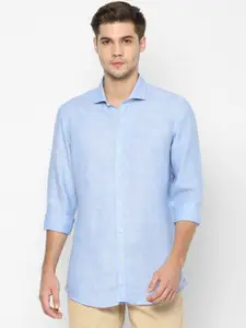 SIMON CARTER LONDON Men Blue Slim Fit Solid Linen Casual Shirt