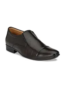 Prolific Men Brown Textured Formal Slip-On Shoes