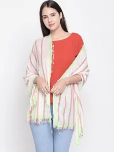 Style Quotient Women Lime Green & Red Striped Scarf