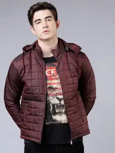 HIGHLANDER Men Burgundy Solid Puffer Jacket