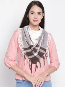 Style Quotient Women Brown & White Checked Scarf