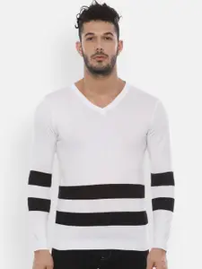 Van Heusen Men White Striped Sweater