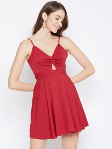 Berrylush Women Red Solid Fit and Flare Dress