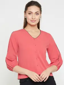 Marie Claire Women Coral Pink Solid Top