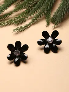 Mali Fionna Black Floral Studs