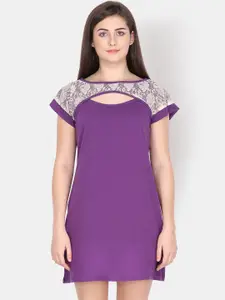 Klamotten Purple Solid Sleep Shirt