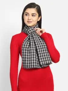 Anekaant Women Black & Grey Checked Scarf