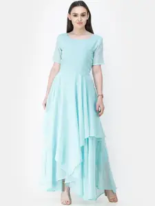 SCORPIUS Women Turquoise Blue Solid Maxi Dress