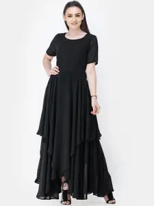 SCORPIUS Women Black Solid Maxi Dress