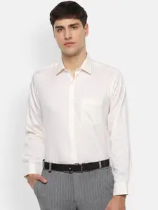 Van Heusen Men Cream-Coloured Regular Fit Self Design Formal Shirt
