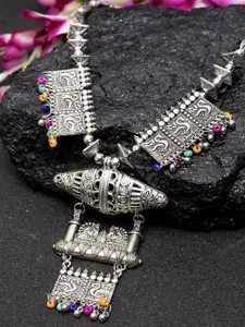 Moedbuille Silver-Toned Handcrafted Oxidised Necklace