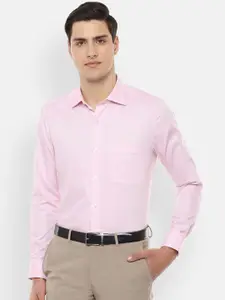 Louis Philippe Men Pink & White Regular Fit Striped Formal Shirt