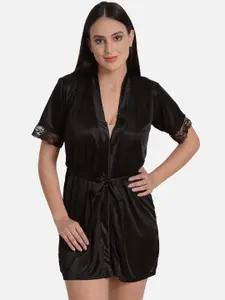 mod & shy Women Black Solid Robe MSN23
