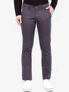 GIORDANO Men Grey Slim Fit Solid Regular Trousers