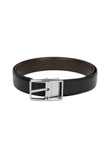 Calvadoss Men Black Textured Reversible Belt