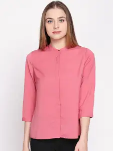 Annabelle by Pantaloons Women Peach-Coloured Regular Fit Solid Casual Shirt