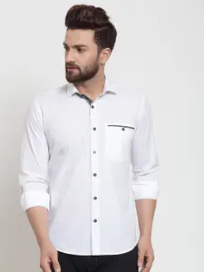 Purple State Men White Solid Slim Fit Casual Shirt