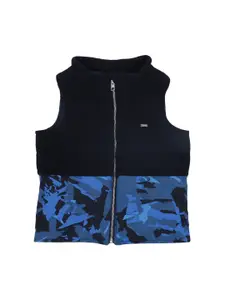 Allen Solly Junior Boys Navy Blue Camouflage Padded Jacket