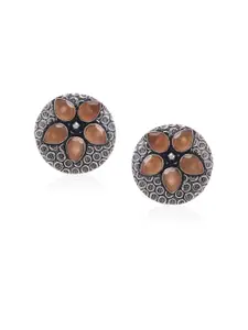 Bamboo Tree Jewels Brown Circular Handcrafted Studs