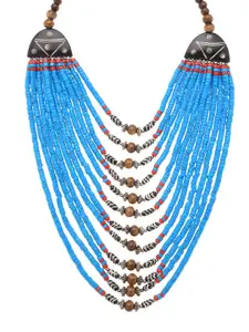 Bamboo Tree Jewels Blue Multistrand Handcrafted Necklace
