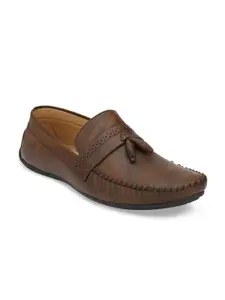 Fentacia Men Brown Driving Shoes With Tassel Detailing